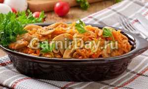 Тушеная капуста с грибами на сковороде – очень вкусный рецепт