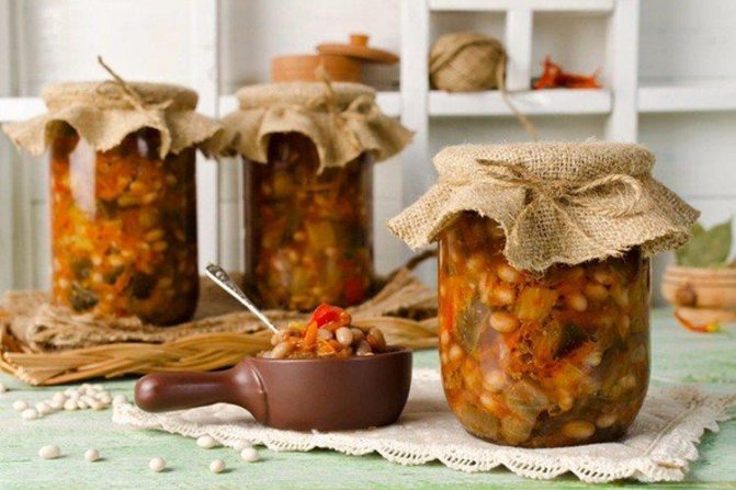 Баклажаны с фасолью на зиму