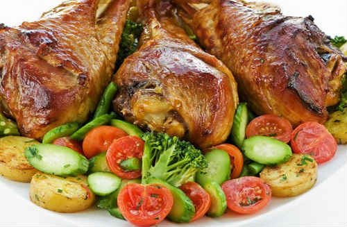 голень индейки с овощами