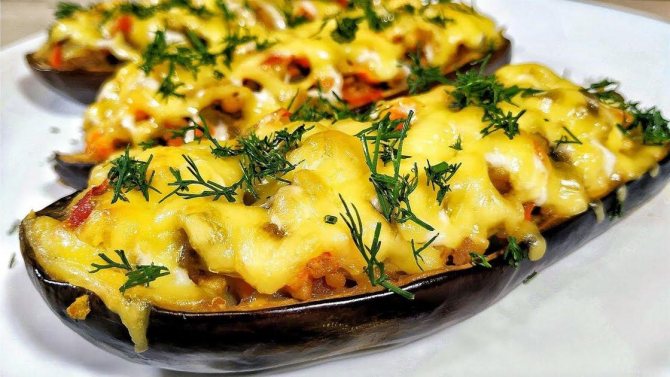 Лодочки из баклажанов