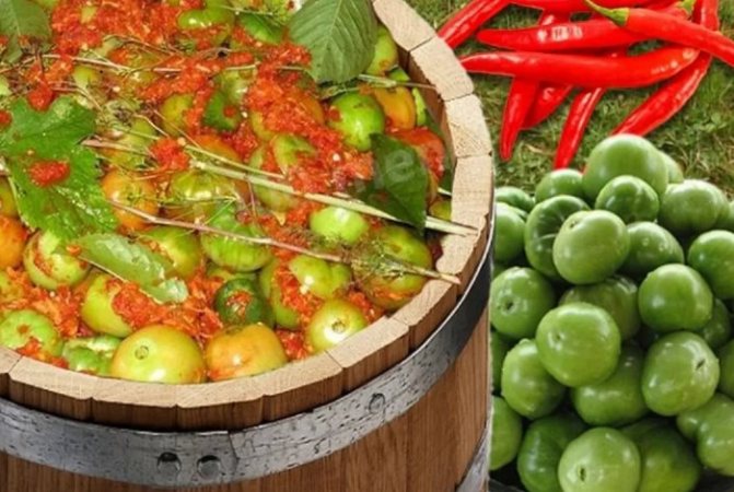 Зеленые помидоры в бочке - как засолить