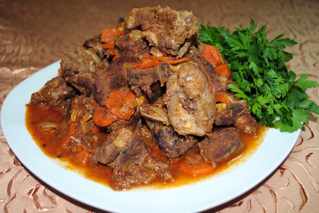 жареное мясо с редькой