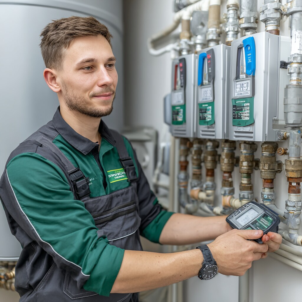 Мастер проверяет счетчик воды в квартире