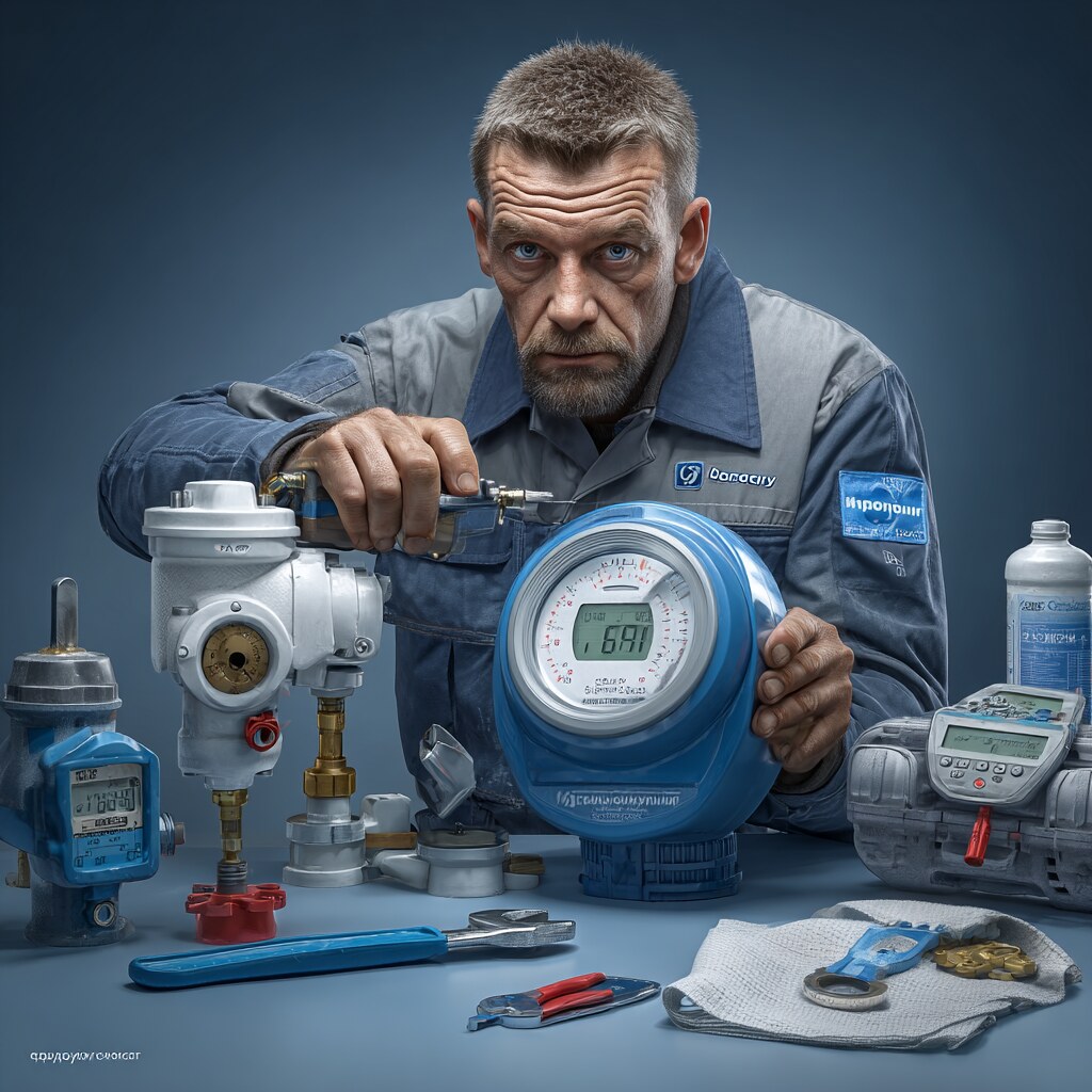 Счетчики учета воды сантехник ставит
