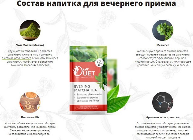 Состав напитка Let Duet для вечернего приема