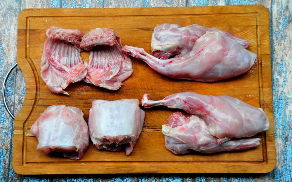 Разделанная тушка кролика Части тушки кролика