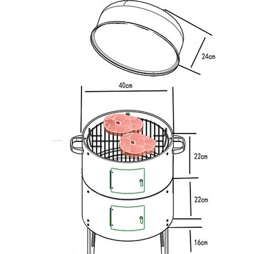 Чертёж мангала из двух колёсных дисков с размерами Эскиз мангала из дисков