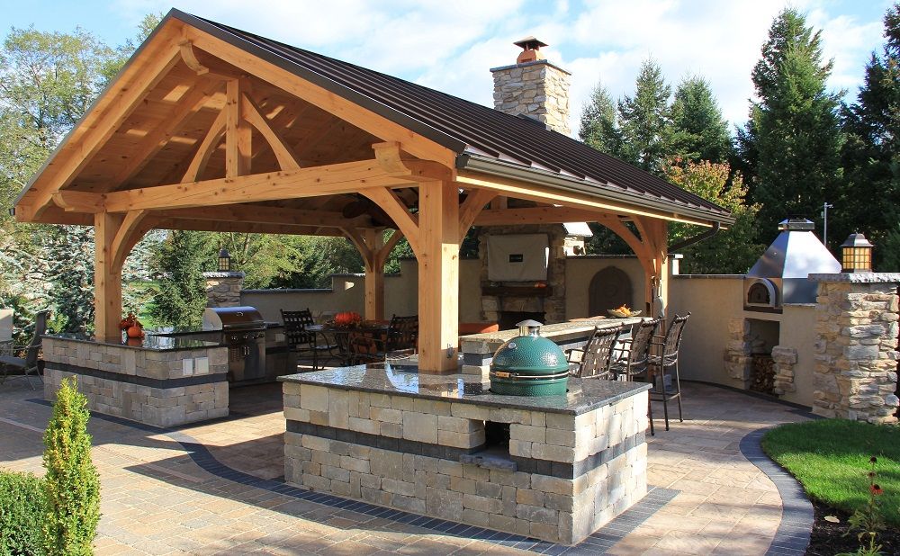 Навес для летней кухни с тандыром, печью и зоной отдыха Комбинированный навес для тандыра