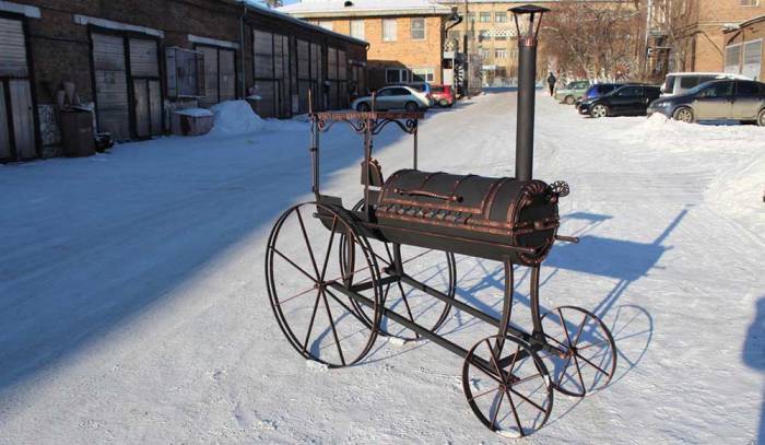 Пример мангала в форме паровоза Мангал в форме паровоза