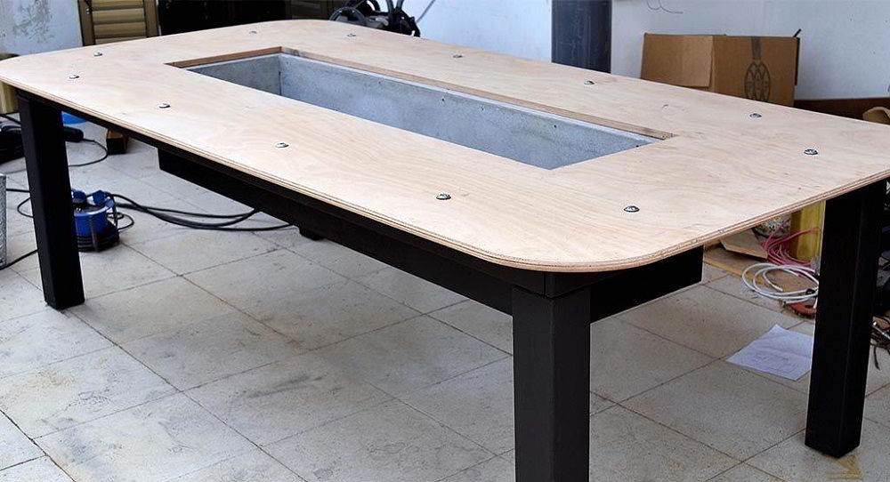 Обшивка деталей стола Обшивка стола фанерой