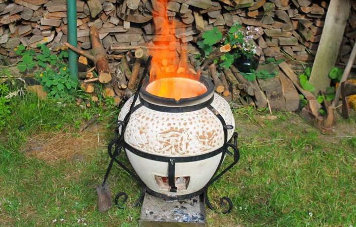 Горение дров в тандыре Огонь в тандыре