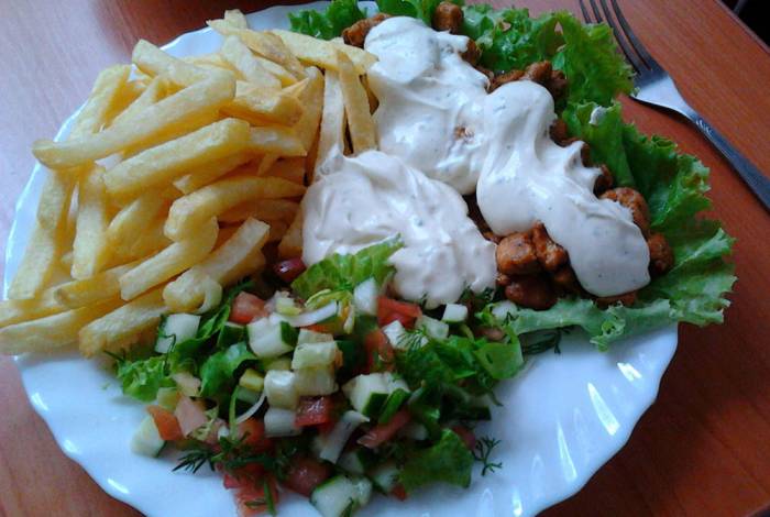 Как выглядит открытая шаверма на тарелке Открытая шаурма на тарелке