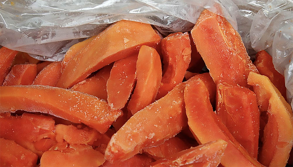 Шоковая заморозки папайи Папайя в морозилке