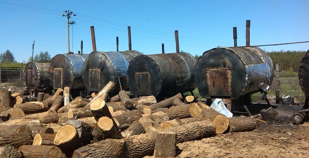 Печи для производства древесного угля Печи для угля