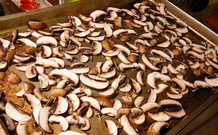 Сушка шампиньонов в духовке Шампиньоны на противне