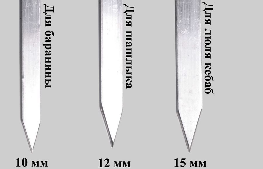 Рекомендуемая ширина шампуров для шашлыков и люля-кебаба Ширина шампуров для мангала