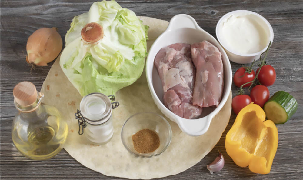 Ингредиенты для приготовления шаурмы с бараниной Состав шаурмы с бараниной