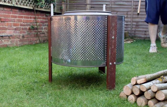 Конструкция мангала из барабана стиральной машинки Вид мангала из стиралки