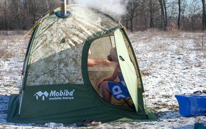 Пример мобильной палаточной баней Баня в палатке