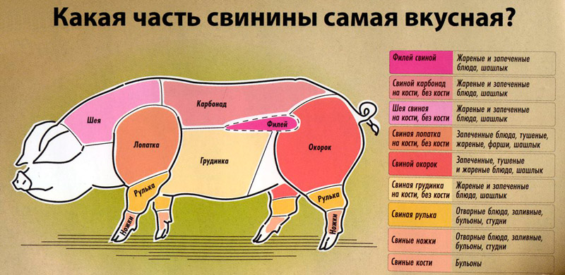 Части свинины для блюд Части свинины