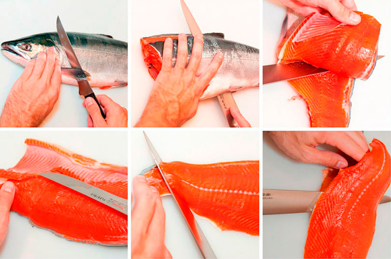 Чистка лосося Чистка рыбы