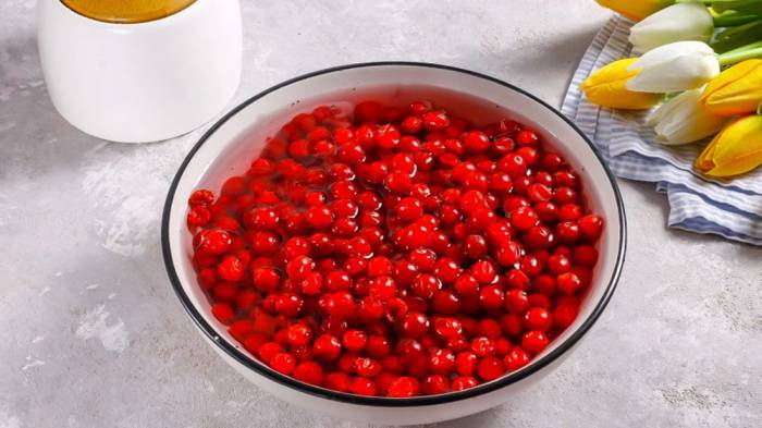 Промывание калины в воде Калина в воде