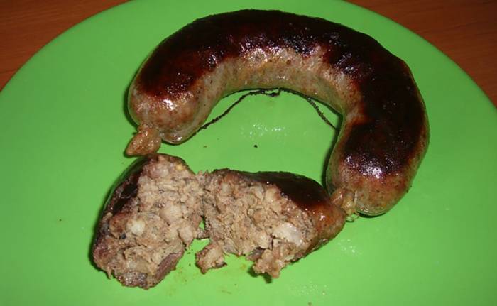 Домашняя печёночная колбаса с фаршем Колбаса с фаршем