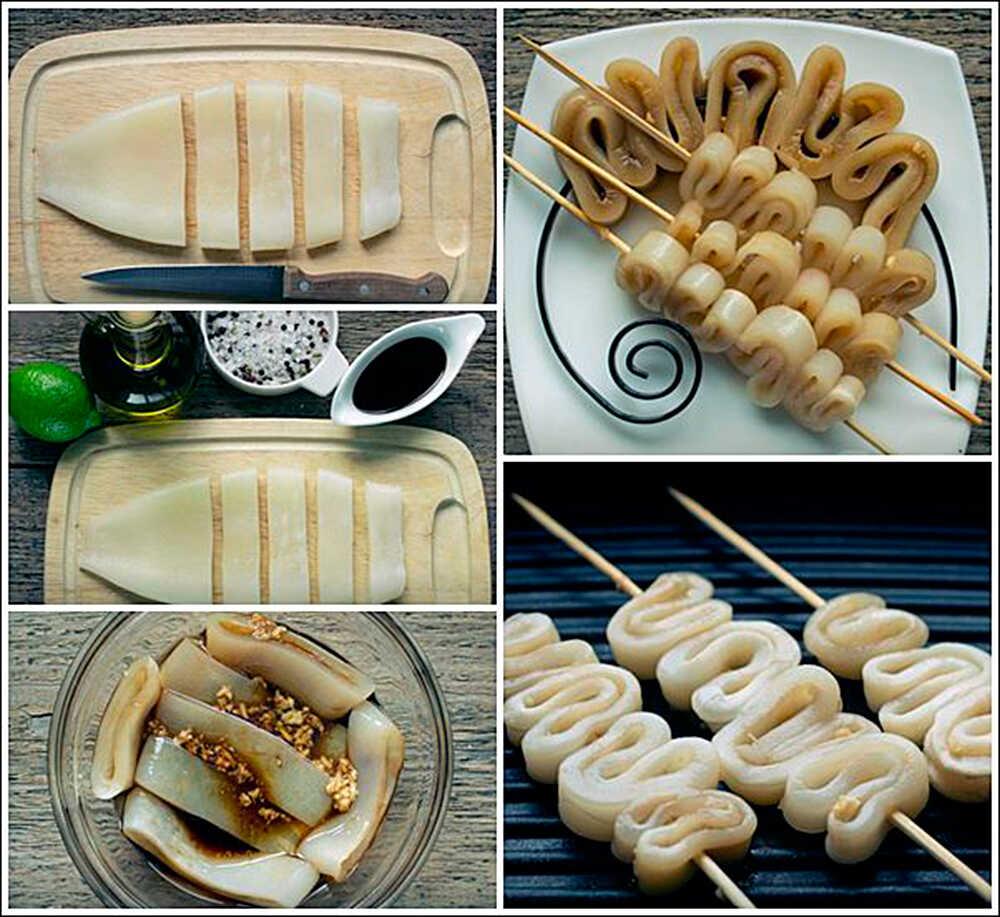 Пошаговое приготовление колец кальмара на гриле Кольца кальмара на гриле