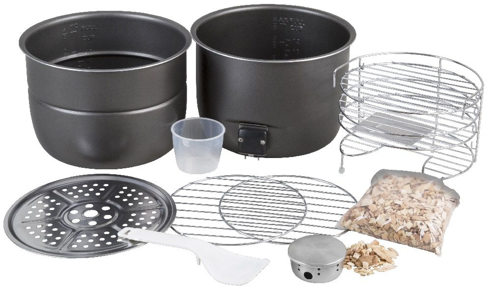 Комплектация мультиварки с функцией копчения Комплектация мультиварки