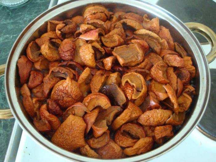 Кастрюля компота с сушеными яблоками Компот из яблок в кастрюле