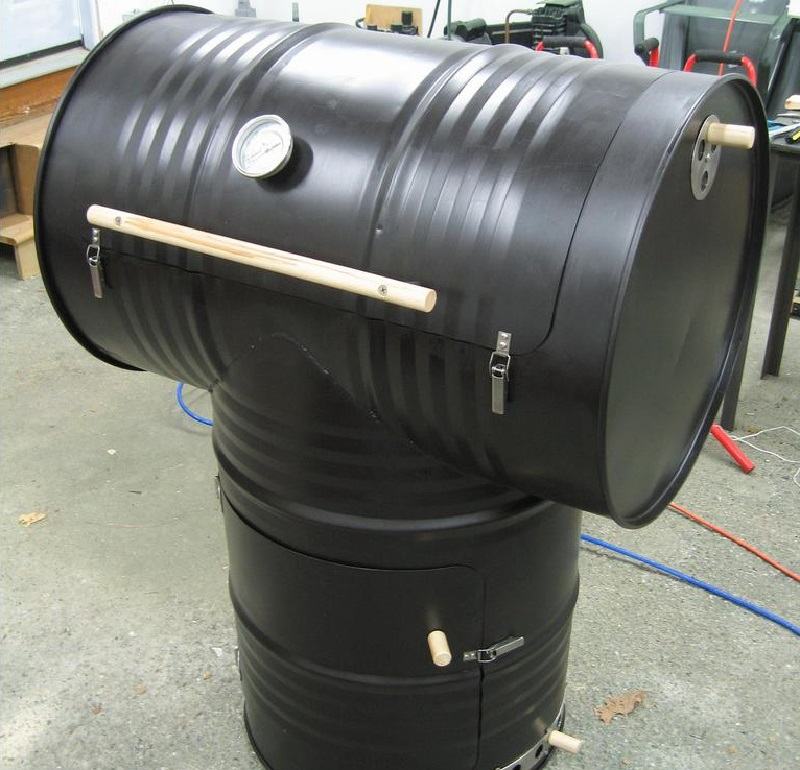 Самодельная коптильня из двух металлических бочек Коптильня из двух бочек