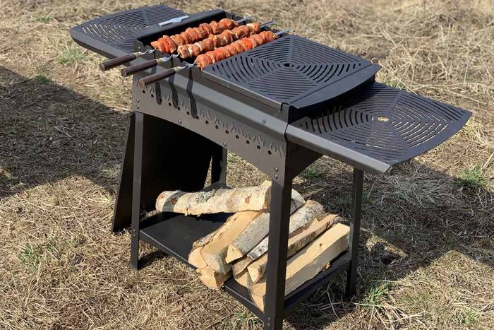 Мобильный мангал для зоны барбекю Мобильный мангал из металла