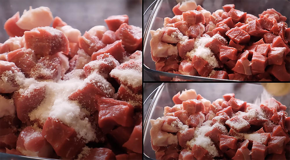 Засолка нарезанного мяса Мясо и соль