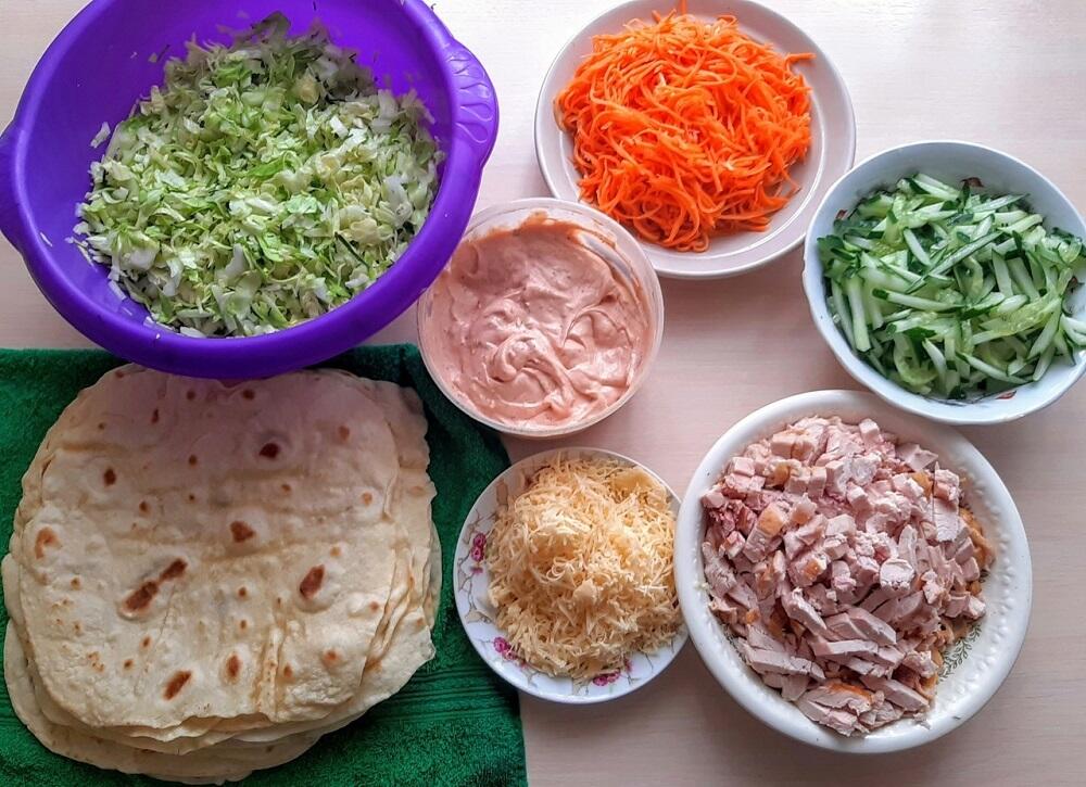 Ингредиенты для домашней шавермы Продукты для приготовления шаурмы