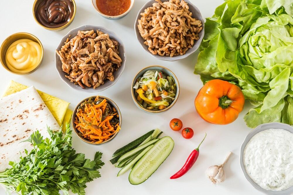 Ингредиенты для приготовления мясной шаурмы Продукты для шаурмы