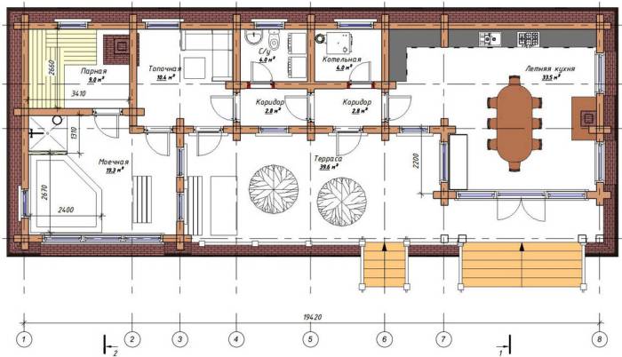 Схема-проект летней кухни с баней Проект летней кухни с баней