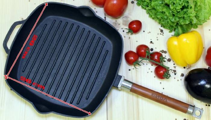 Определение размера сковороды-гриль Размер сковороды-гриль