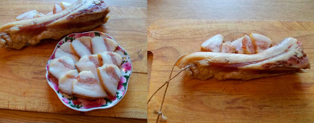 Приготовленная свиная щека холодным копчением Щековина холодного копчения