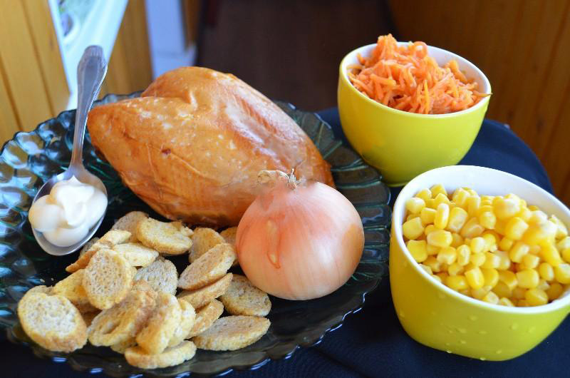 Ингредиенты для приготовления салата «Карусель» Состав салата «Карусель»