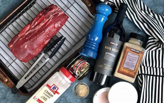 Ингредиенты для приготовления винного маринада Телятина и красное вино